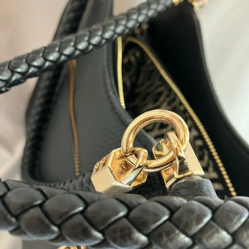 Miztique Black Tote with Gold Details